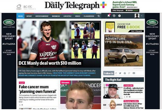 Homepage screenshot of The Daily Telegraph news website showing major headlines and sports updates – get featured in The Telegraph for top media coverage.