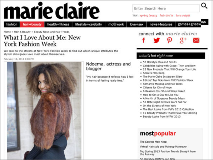Get Featured in Marie Claire